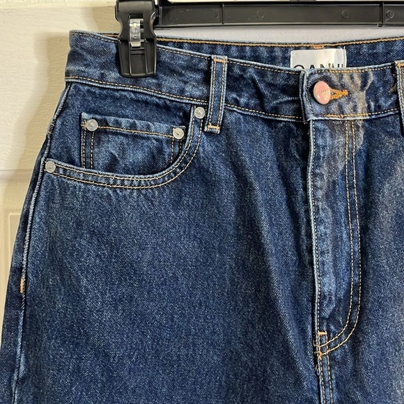 Ganni Betzy Jeans Dark Blue Stone size 31/34 Flare High Rise Organic Cotton NWT - Picture 7 of 16